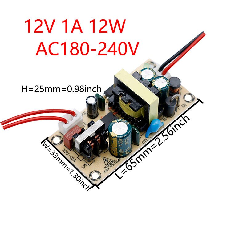 Led Driver 220 12V 1A 2A 3A 5V 2A 24V 12V 32V Led Power supply Geen Flikkering 12W 24W 36W Licht Transformers Voor Fan Led Verlichting: 12V 1A 12W  180-240V