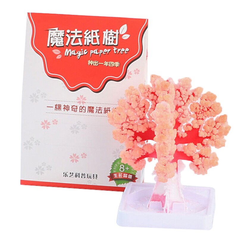 1Pc Mini Visual Magic Artificial Sakura Trees Decorative Growing DIY Paper Tree Novelty Baby Toy Flower Tree Exploring: Red