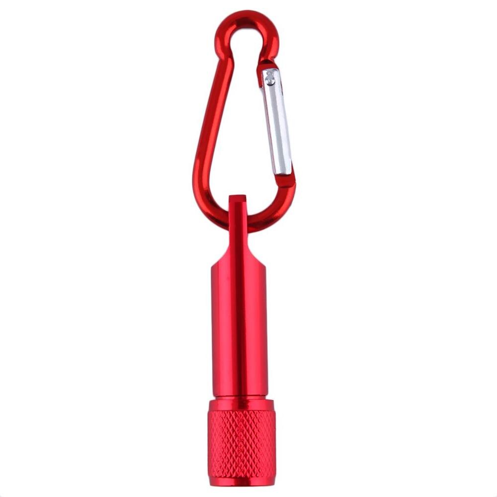 Bærbar mini lommelygte nøglering krog lampe lys lomme camping lommelygte aluminium nøglering lommelygte: Rød