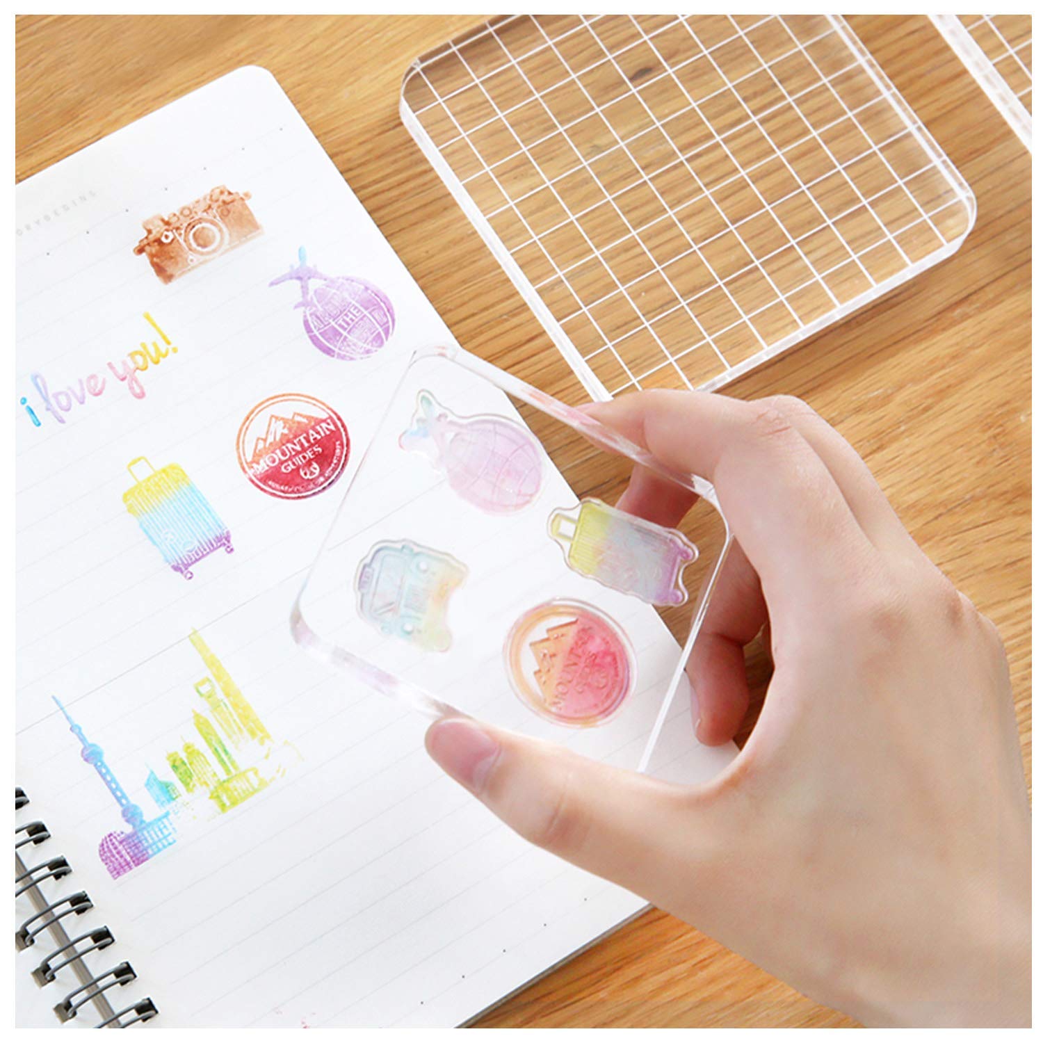 Clear Stempels Acryl Blok Scrapbooking Transparante Postzegels Diy Handvat Stamping Fotoalbum Essentiële Stempelen Blokken