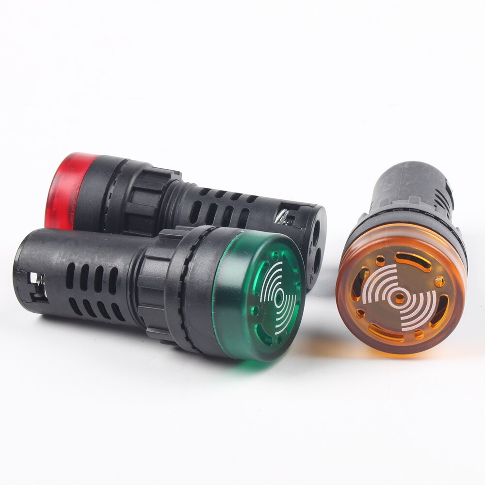 1pc 12V 24V 220V 22mm Flash Signal Light colorful AD16-22SM Red LED Active Buzzer Beep Alarm Indicator Red Green Yellow