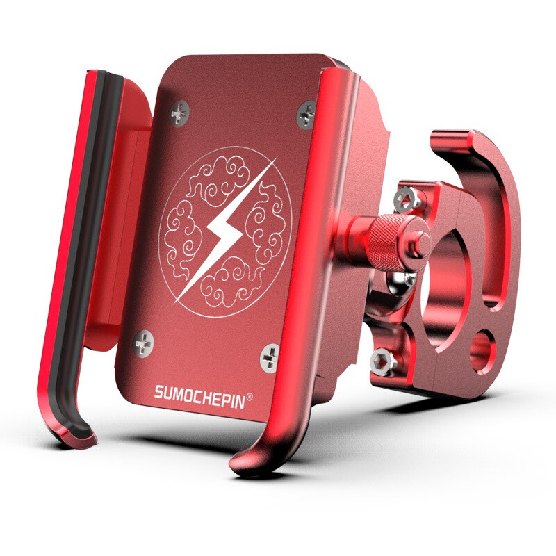 Soporte Universal de aleación de aluminio para manillar de motocicleta, soporte para teléfono celular con gancho para teléfonos móviles de 4-6,5 pulgadas, GPS, etc.