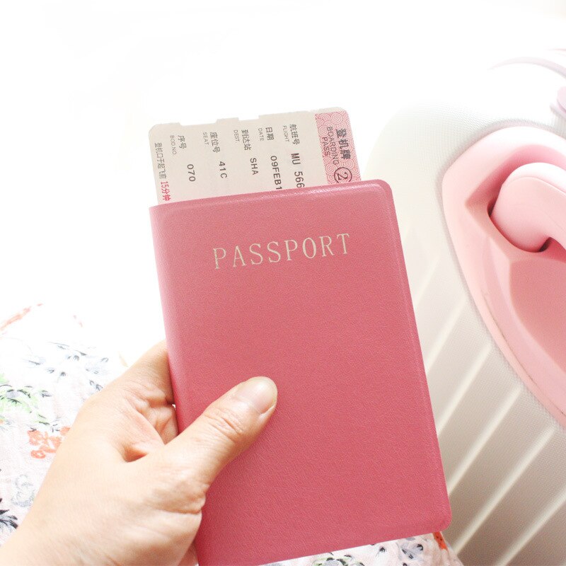 Leuke Roze Pu Lederen Paspoort Deksel Vrouwen Meisjes Passport Wallet Holder Reizen Business Paspoort Reizen Accessoires: Roze