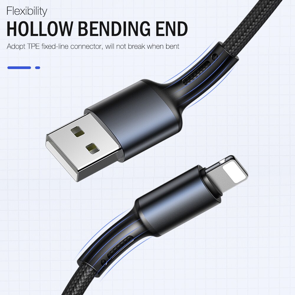 2m 3m USB Cable For iPhone 12 11 Pro Max X XR XS 8 7 6 6s 5 5s iPad Fast Data Charging Charger USB Origin Wire Cord Phone Cables