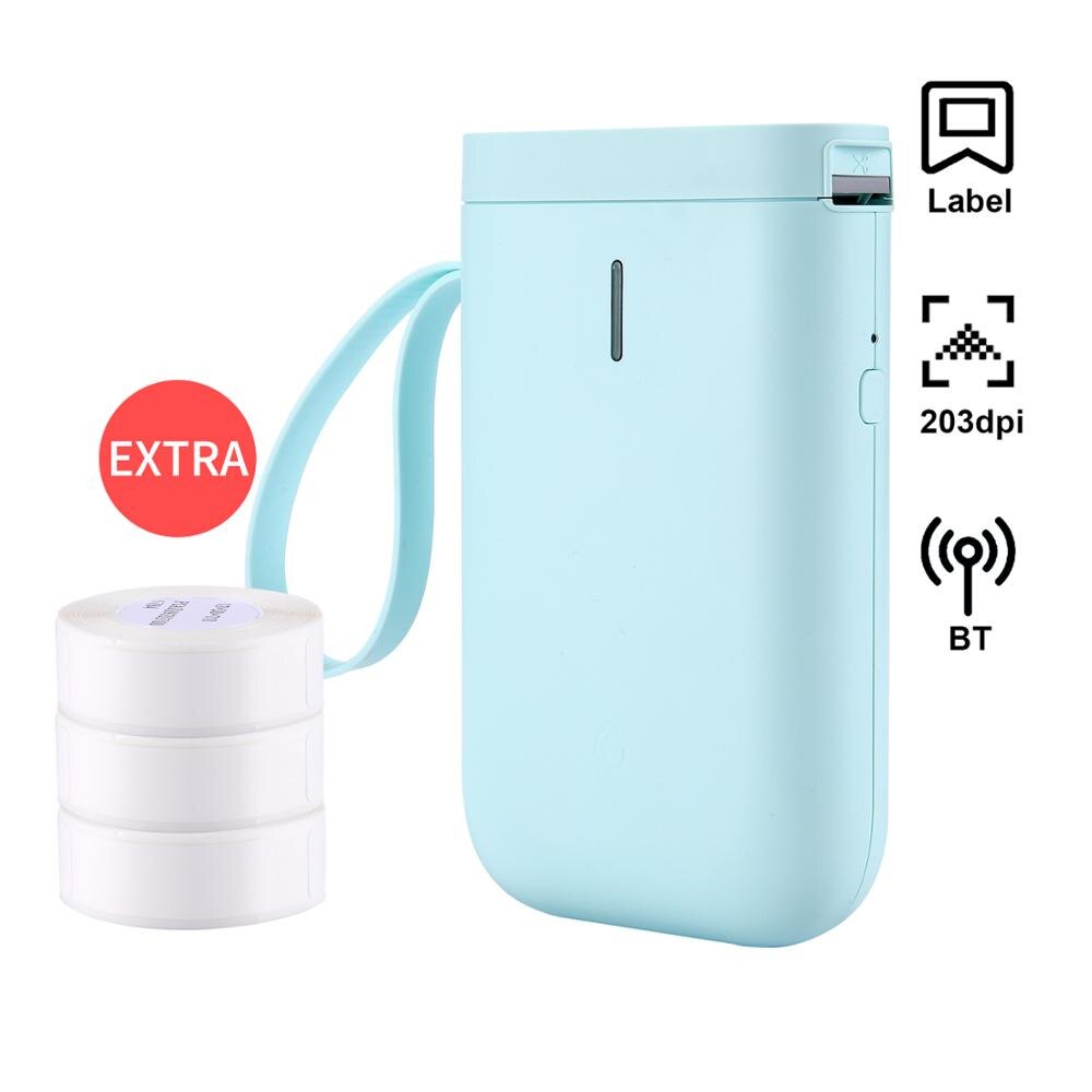 D11 WirelessThermal Label Printer Handheld Label Maker Machine Portable Price Sticker Printer Pocket Wireless Office Printer: Green add 3Rolls