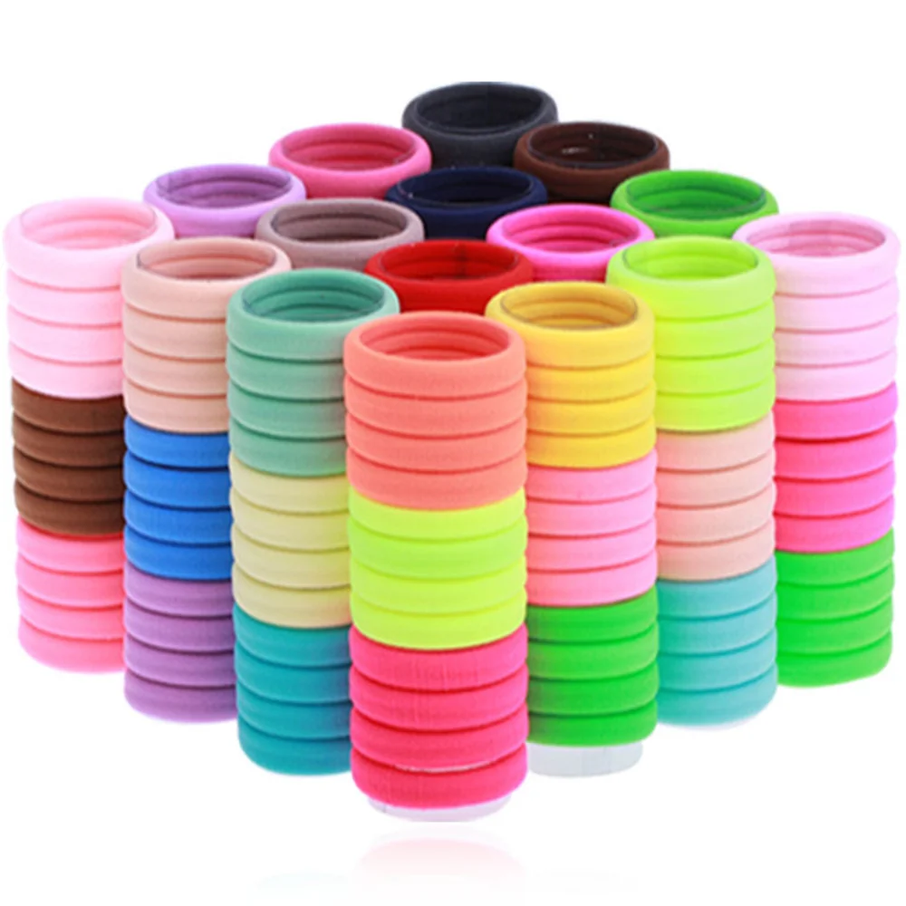 Gomas elásticas para el pelo para niña y mujer, cintas desechables coloridas para el pelo, lazos para el pelo para niña y mujer, 100 piezas