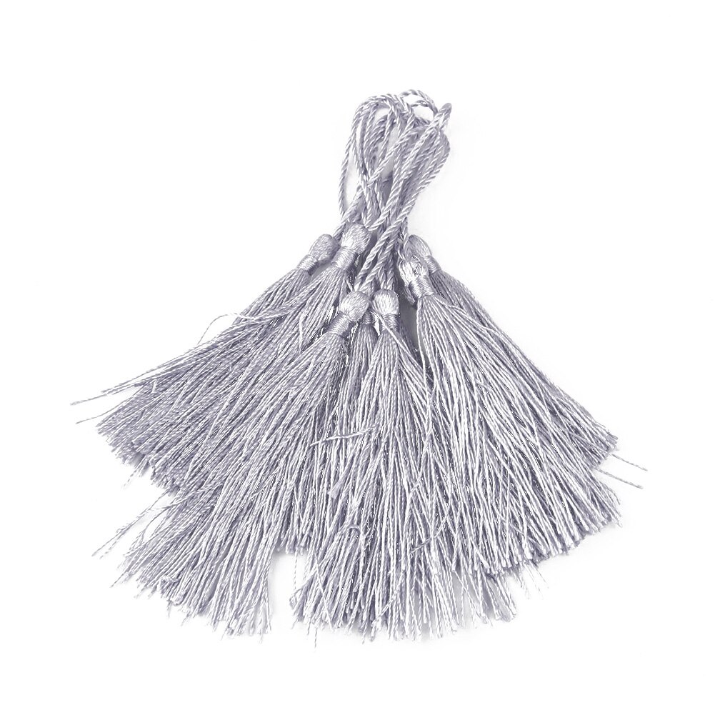 10Stck gemischte farbe 13cm Hängenden seil Seide Quasten Randbereich näHenne Knall quaste trimmen schlüssel quasten für DIY Verschönern vorhang zugang: Silber