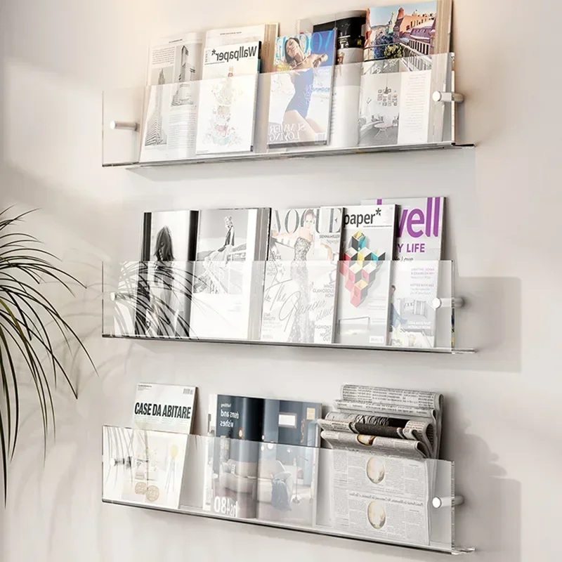 Estante de almacenamiento de revistas para decoración de pared de acrílico transparente INS, libro de imágenes para niños, periódicos, registros, Shef montado en la pared, 1 Uds.: Verde