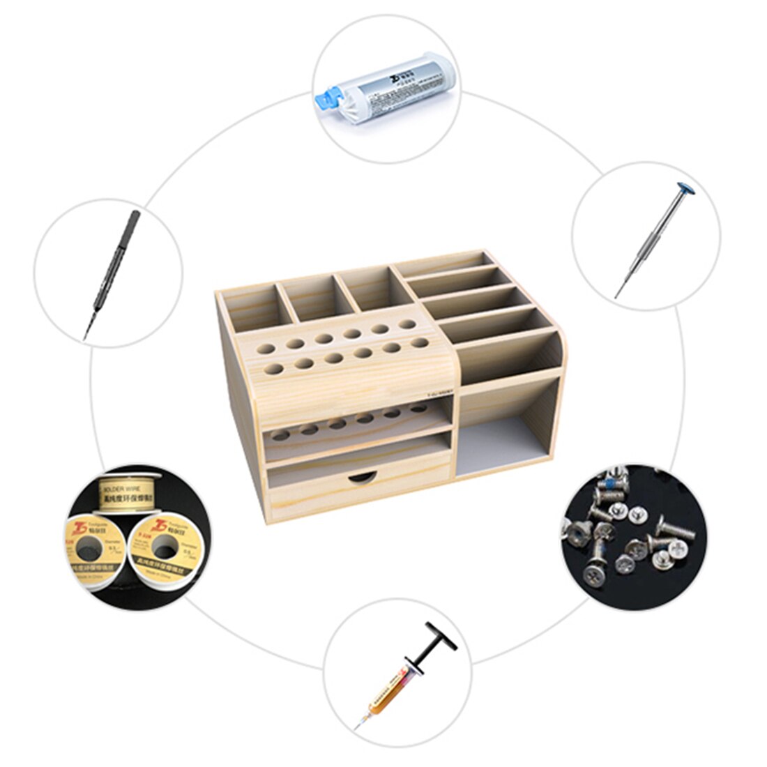 21X13.8X10.4 centimetri di Legno Scatola di Immagazzinaggio Strumenti Di Strumenti di Supporto Dell&#39;organizzatore Per Strumenti di Riparazione Modello Accessori 2020 Nuovo arrivo