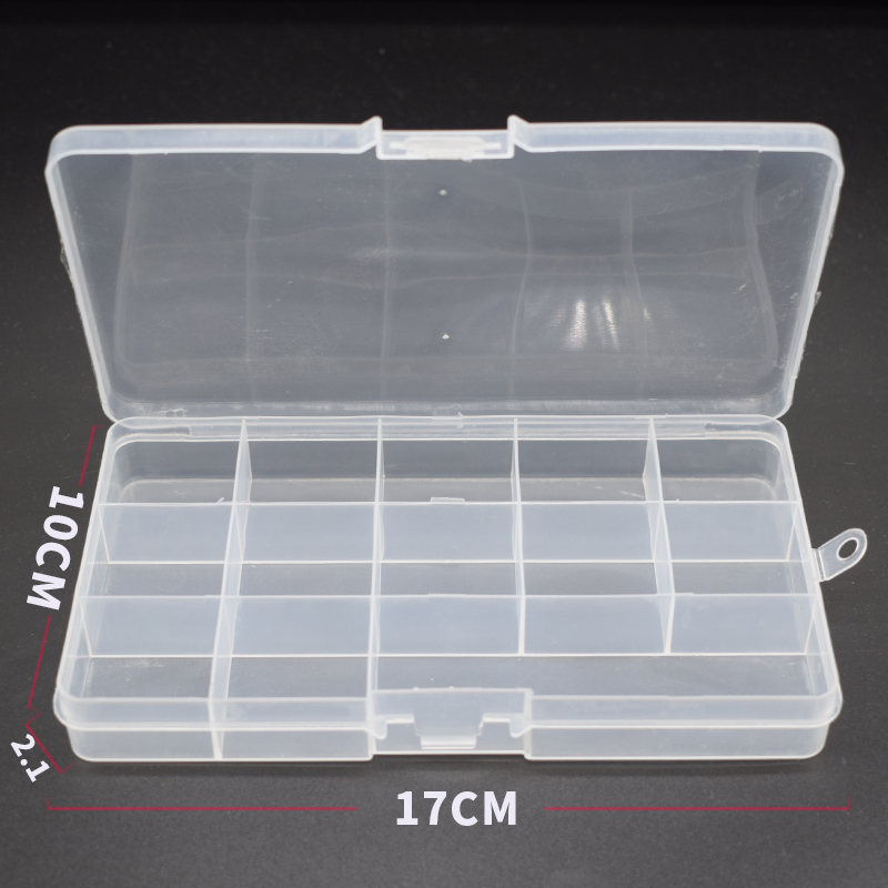 10 \ 13 \ 24 rejilla fija caja de almacenamiento transparente de plástico de los PP caja de accesorios de la joyería de partes de la caja de clasificación componentes de caja de embalaje