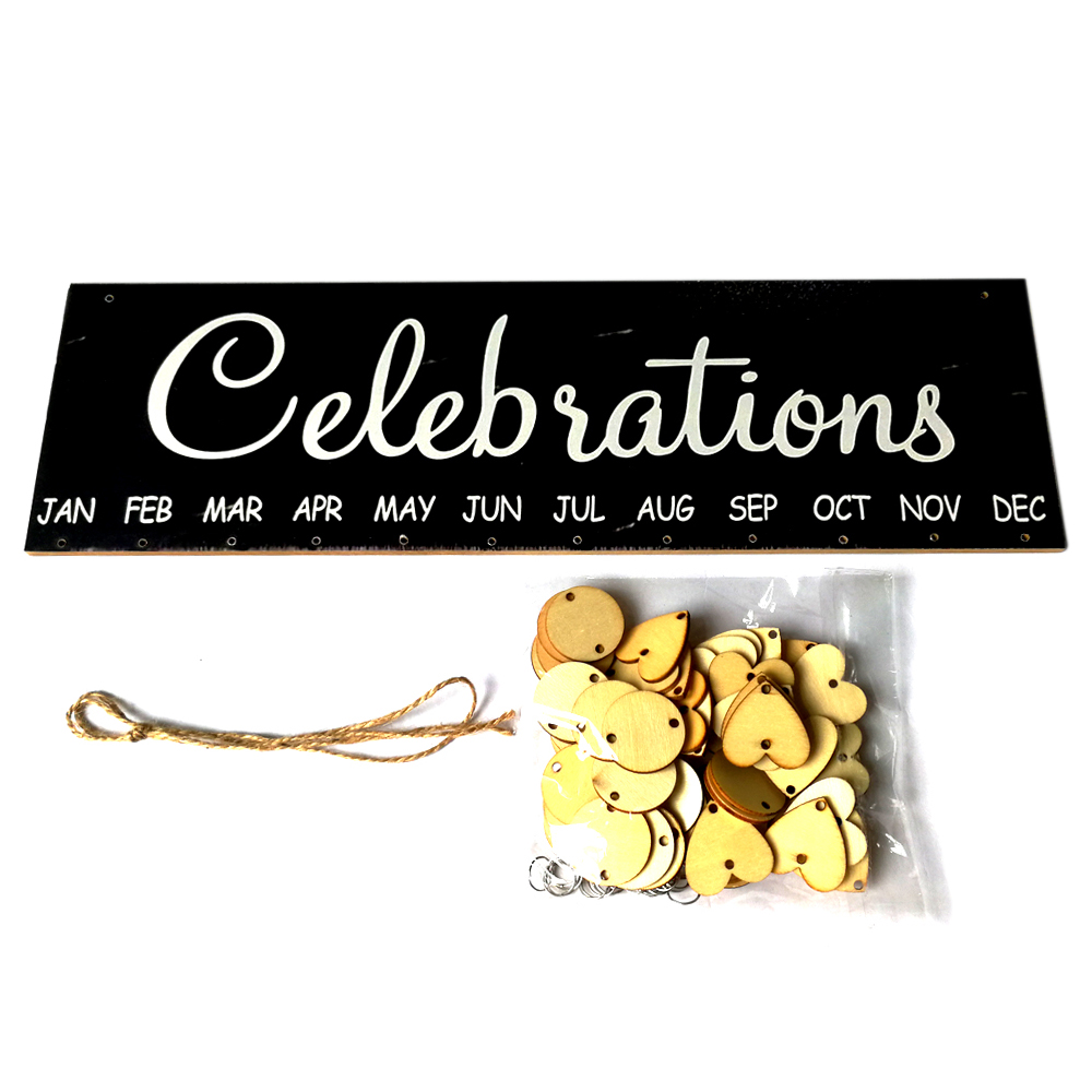 Wooden Calendar Board Sign Family Celebration and Birthday Reminder DIY Wooden Craft for Home Decoration