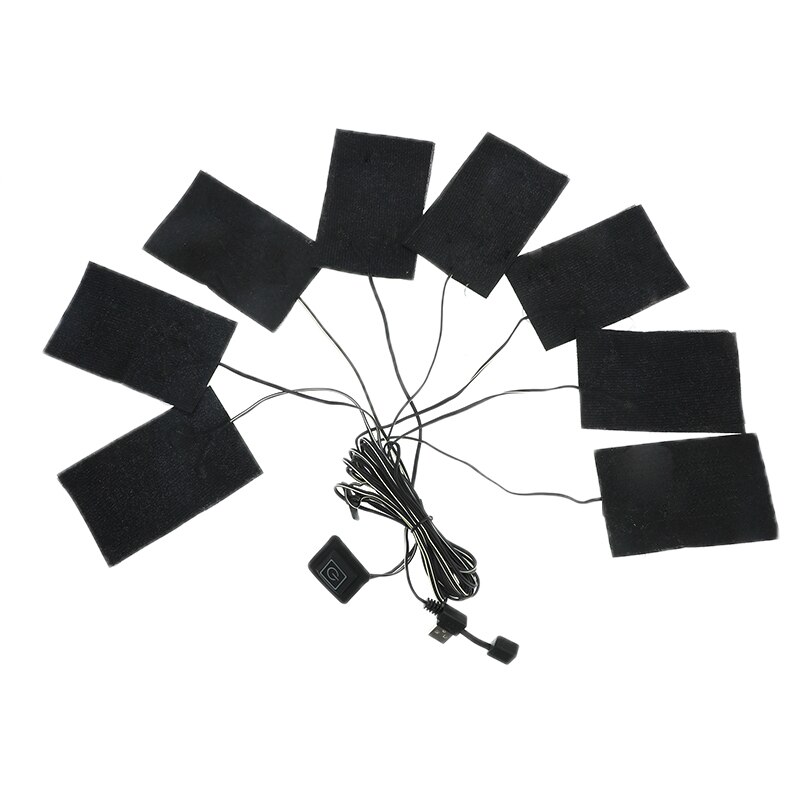 1/8PCS Washable USB Electric Heating Pad Outdoor Themal Warm Winter Heating Vest Pads for DIY Heated Clothing Warm Mobile: 8-in-1
