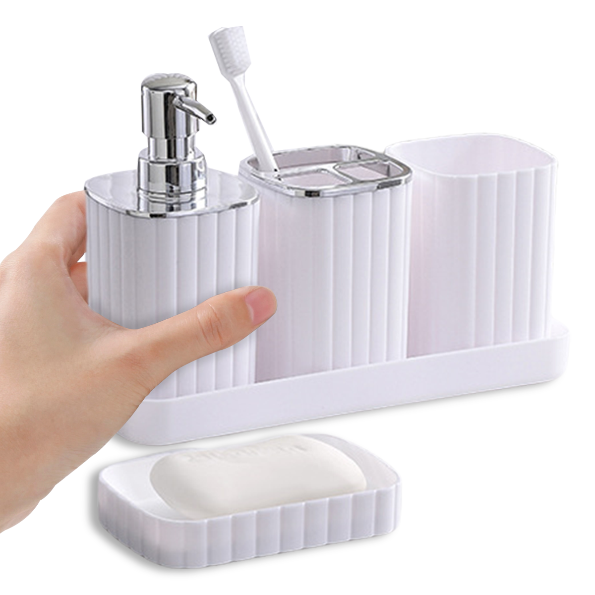 Bathroom Accessories Set Shower Soap Dispenser Toothbrush Holder and Soap Box Set for Bathroom Decor