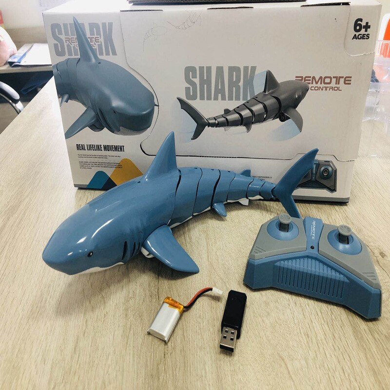 Remote Control Shark 1:16 RC Toys 2.4Ghz Shark Electric Simulation Boat Durable 4 Channel Fish Summer Water Tricky ABS Plastic