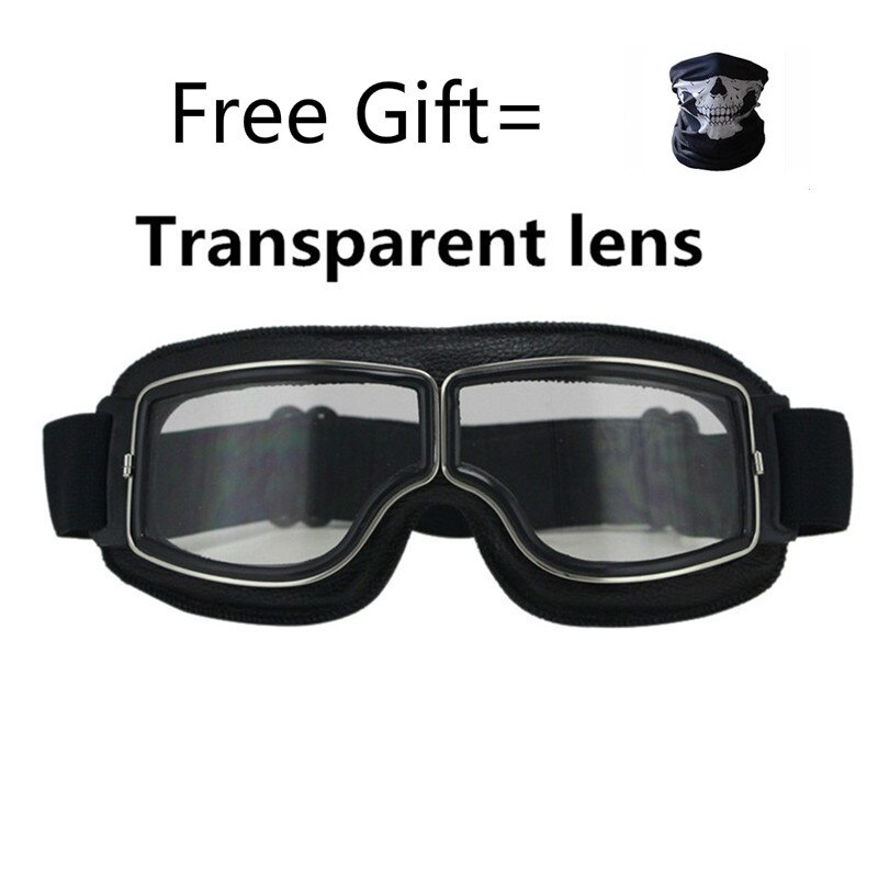 Gafas de piel sintética para motocicleta, lentes ajustables de color para esquiar, nieve, hombre y mujer: trasparente