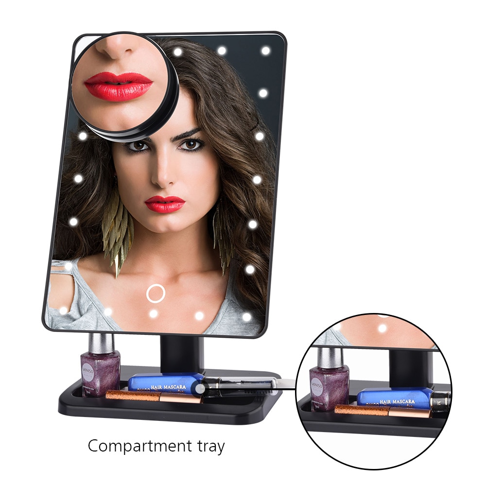 Smart Bluetooth Speaker Makeup Mirror 10X Magnifying LED 20 Lights Speaker Vanity Mirrors Touch Screen 180 Rotating Adjustable