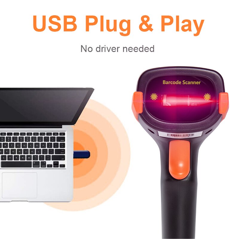Hstem Bluetooth Barcode Scanner 1D Cordless 2.4G Wireless and USB 2.0 Wired Bar Code Reader Work with Windows Mac Android iOS