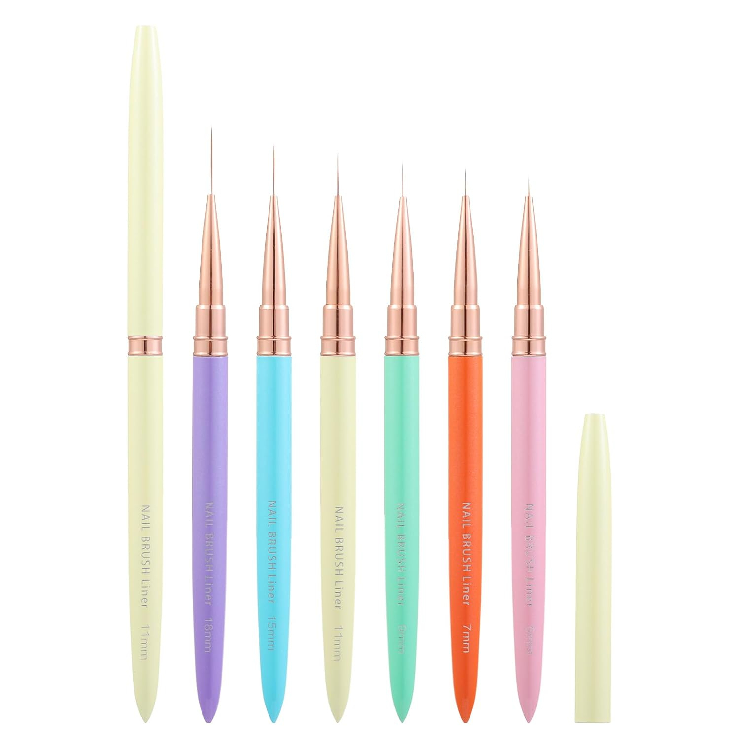 High Precision Nail Art Clean-Up Brush Set - Accurate Mistake Removal and Fingernail Cleaning - Angled and: Brown
