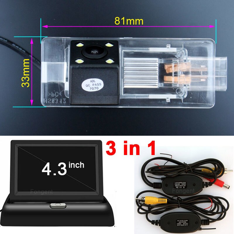 For Renault Fluence Clio 4 Captur Reverse Rear View Wireless Parking Back Up Off OAutomobile Camera Monitors: wireless monitor 4