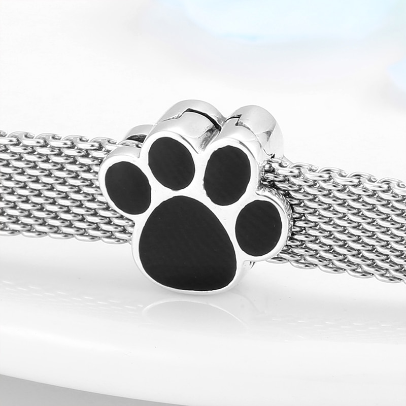 925 Sterling Silver Black enamel dog claw Clips Bead fit reflexions charm Bracelet jewelry making