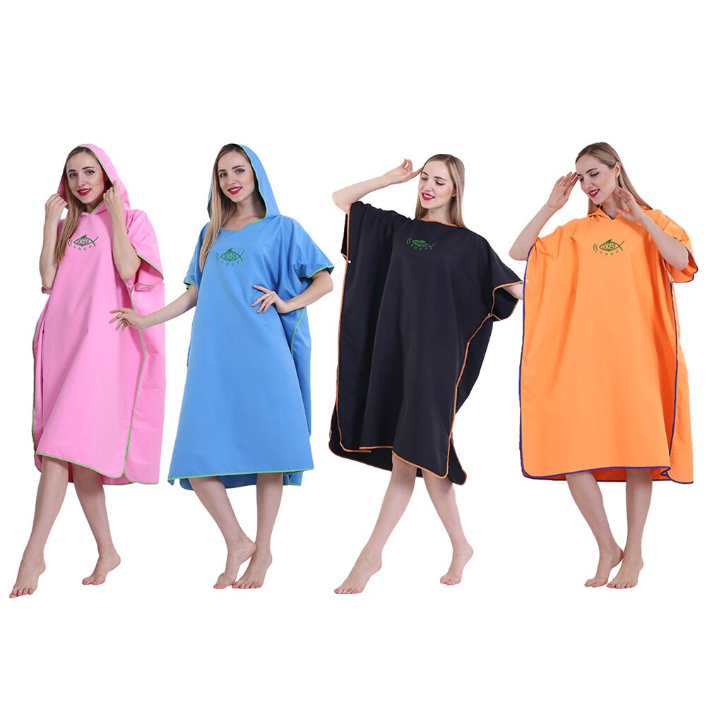 Men Women Diving Suit Change Robes Poncho Quick-dry Hooded Towel Sweat-absorbent Swim Robe Summer Beach Pool Swimming