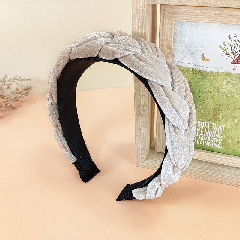 Nova moda feminina bandana larga lateral hairband cruz nó trança adulto turbante macio flanela acessórios de cabelo: as picture 9