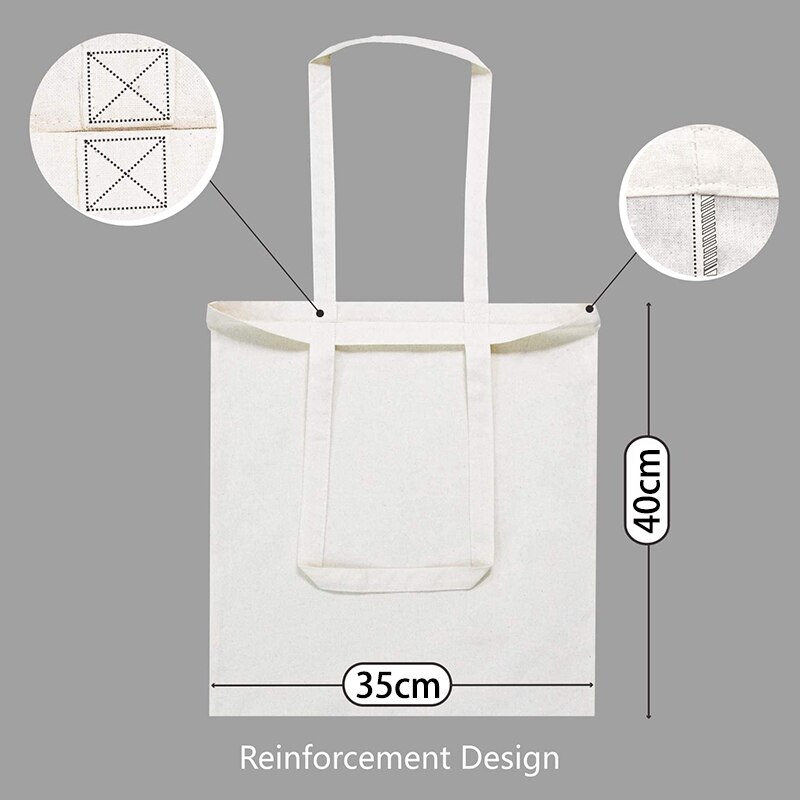 Tygpåse i bomull, återanvändbara tygpåsar för matinköp, lämplig för gör-det-själv, reklam, , , giveaway (5-- pack)