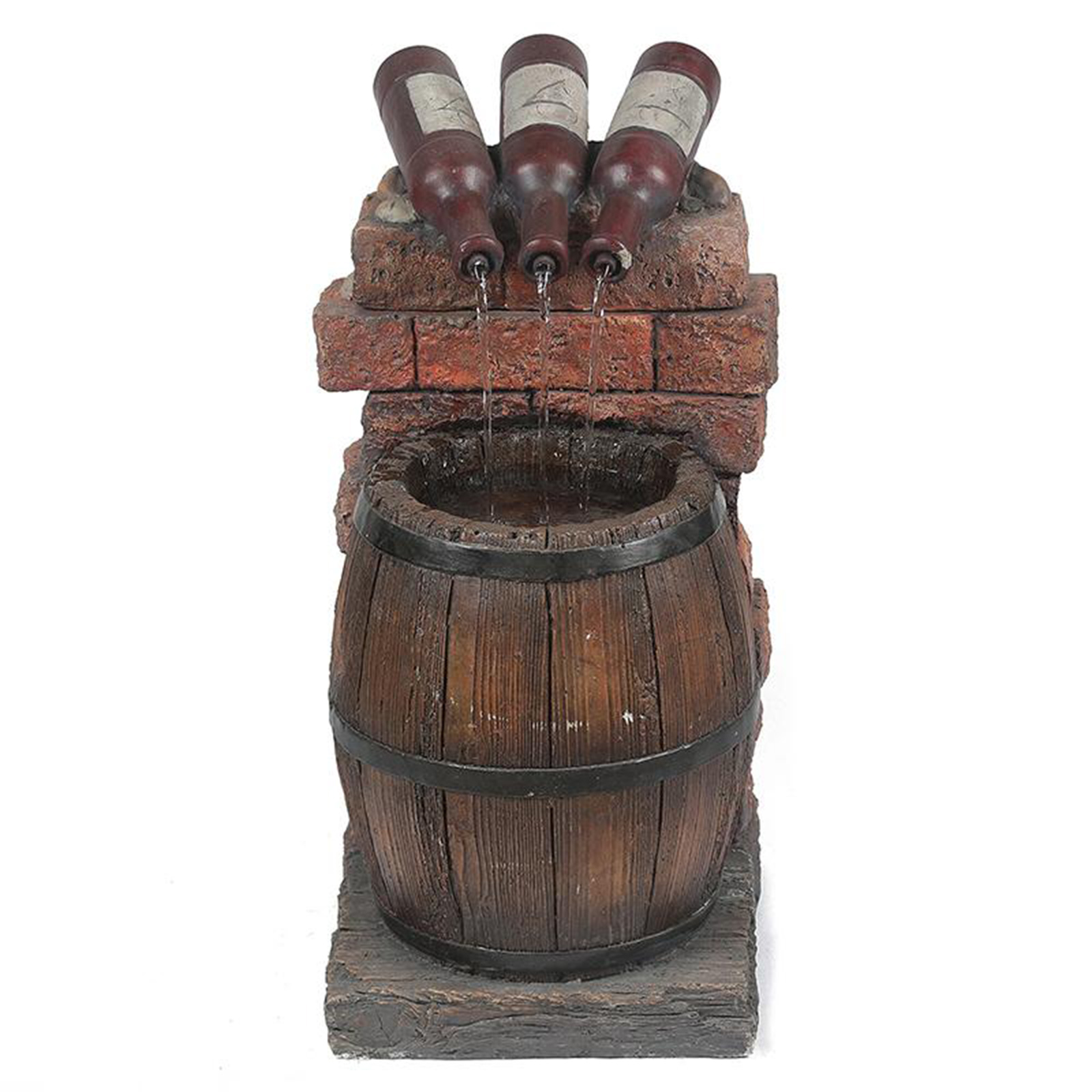 Resin Wine Bottle and Barrel Outdoor Water Fountain Sculpture Rustic Yard &amp; Garden Waterfall Decoration Yard Garden Decor