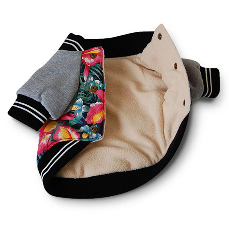 Clothes For Cats Winter Thicken Warm Pet Cat Dog Coat Jackets Cotton Kitten Kitty Clothing Flower Printed Cat Costumes Outfits