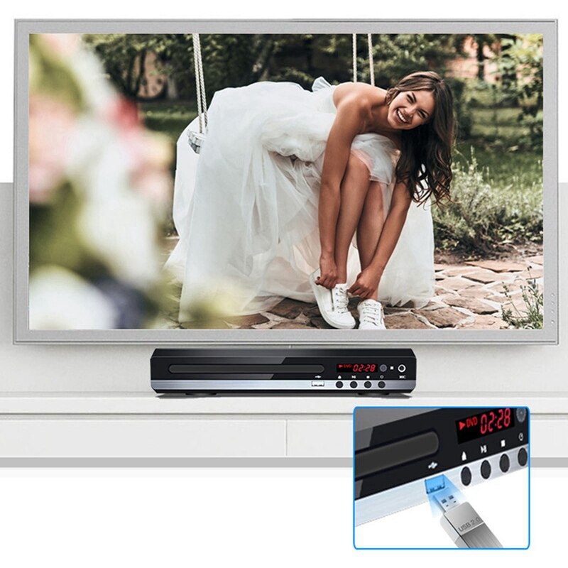 DVD Player for TV Home Multi Region DVD/SVCD/CD Mini Player USB Input Built-in USB Port Included HDMI Cable 1080p Image Output