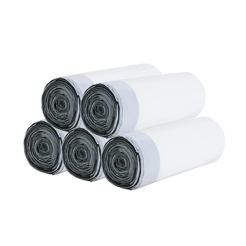 100/60PCS Disposable Garbage Bags Drawstring Kitchen Trash Bag Portable Disposable Household Plastic Bag: White 5 roll 100pcs