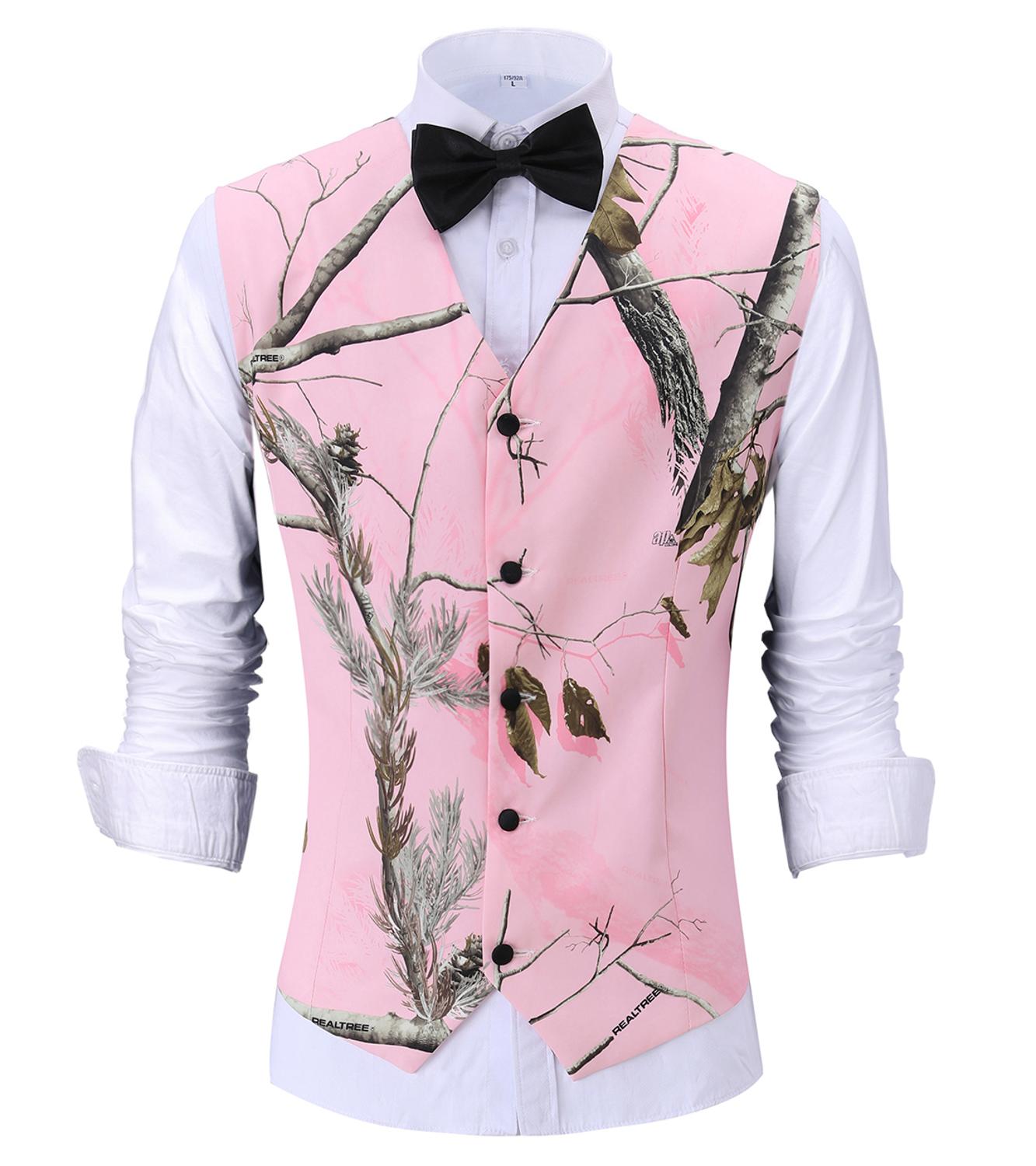 Mannen Gedrukt Vest Roze Casual Patterned Vest Zomer Dunne Suits Vest V-hals Jas Voor Party: Pink / Custom size