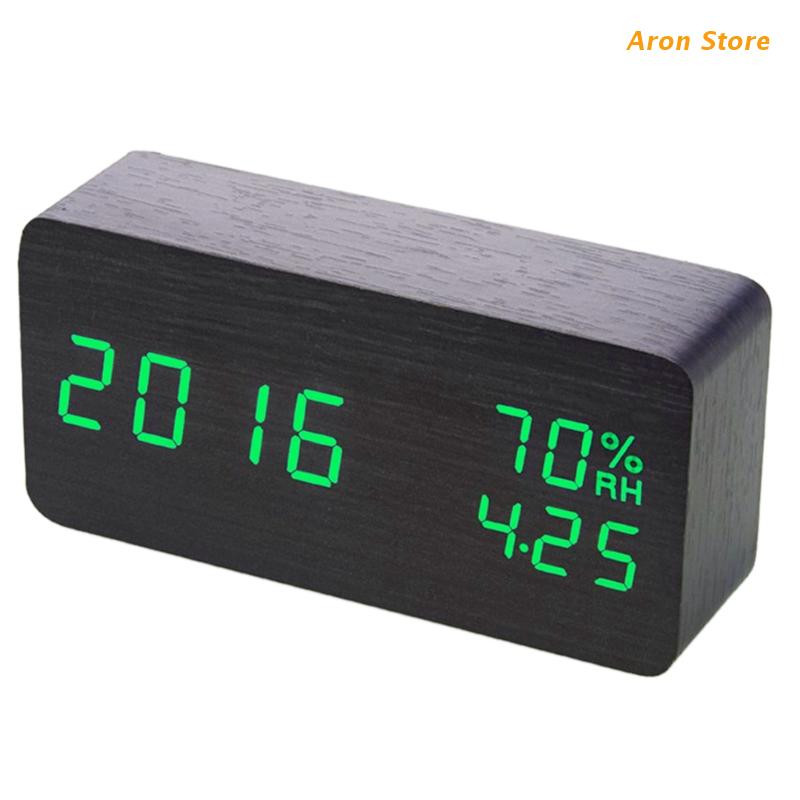 Multifunction Alarm Clock in Wood Digital Alarm Clock Prevent Being Late and Sleeping Home Decoration: Orange