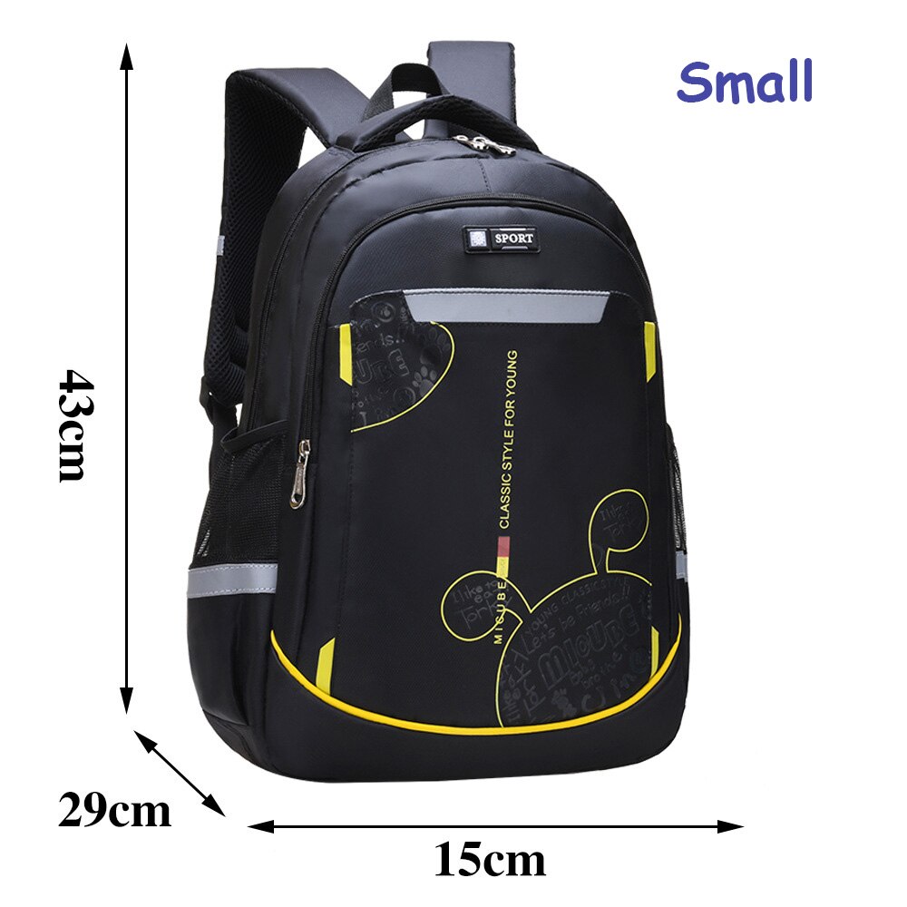 Sac à dos d'école pour adolescents, grande capacité, pour garçons et filles, avec dessin animé, pour hommes et femmes,: small black