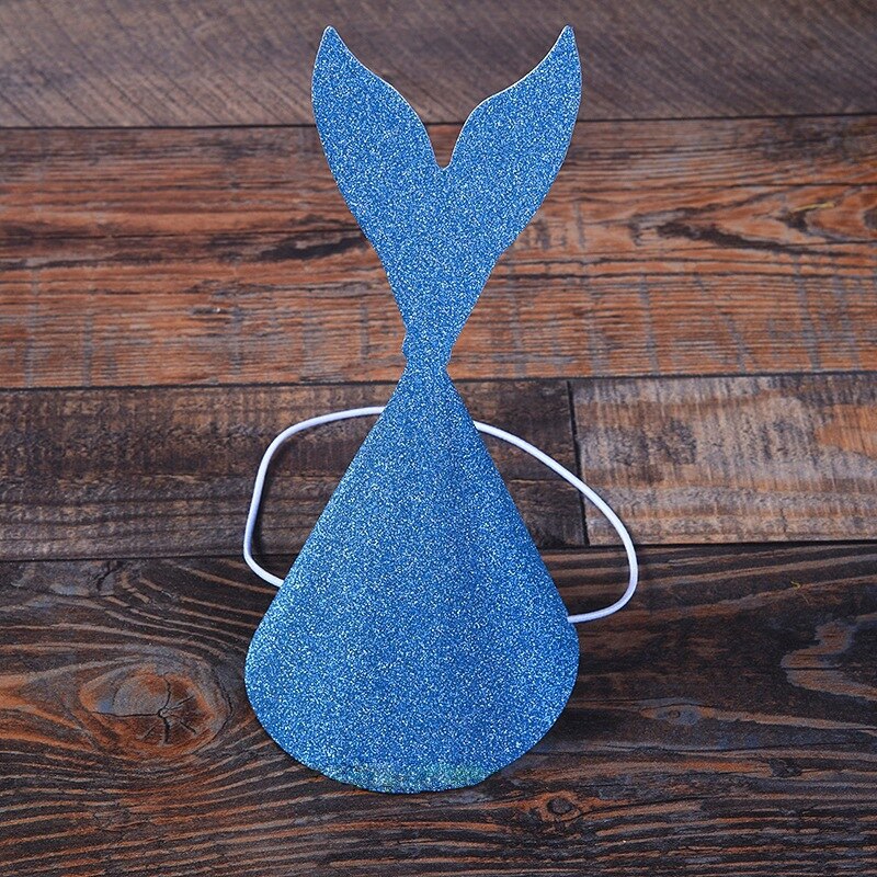 10Pcs Papier Glitter Mermaid Verjaardag Hoed Kinderen Mermaid Hoofdband Decoratie Caps Diy Kartonnen Mermaid Tail Hoeden Photo Props: Lake Blue
