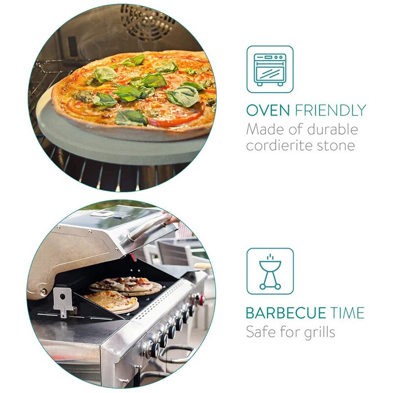 12 tums pizzasten för bakning - kordierit pizzastensplatta för bbq grill ugn - laga och servera pizzabröd ostrund