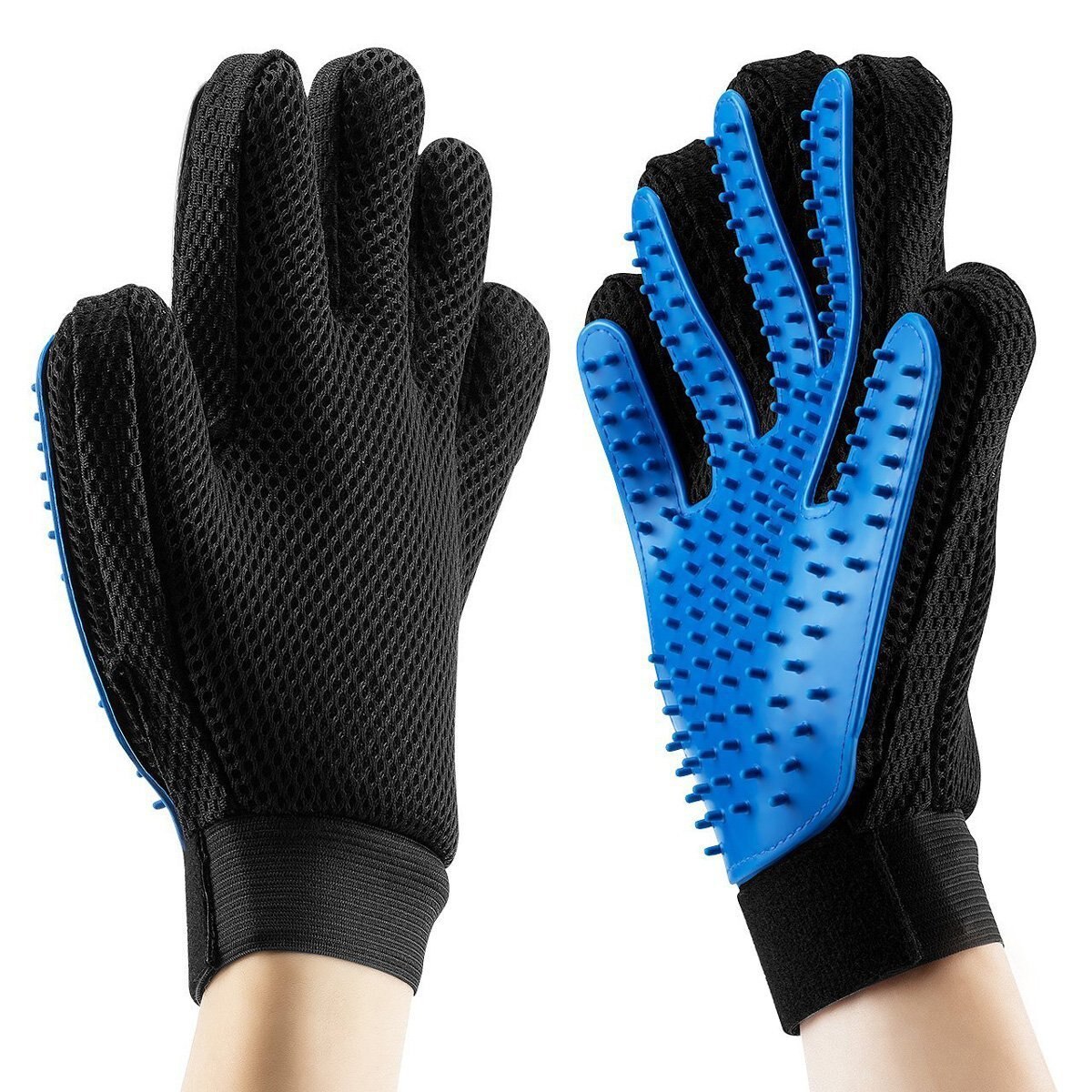 Un par de guantes de silicona para mascotas, cepillo de cinco dedos, guante de aseo para mascotas, cepillo de baño, guante de aseo para perros