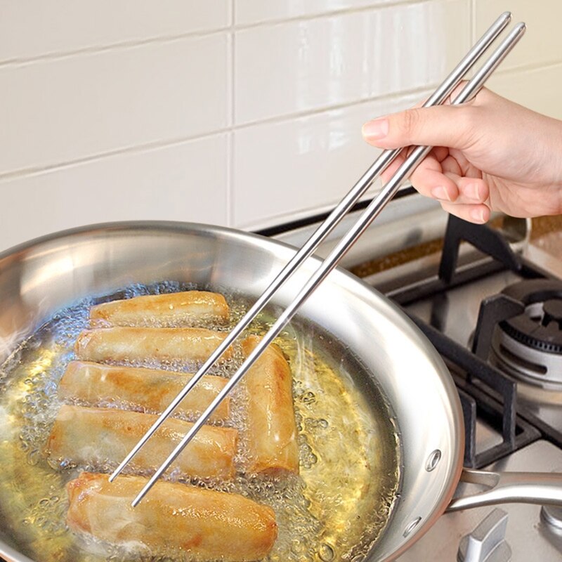 Extra Long 36cm Stainless Steel Cooking Chopsticks For Pot Frying Noodles Best Selling Chopsticks Chinese