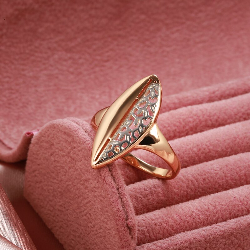 Syoujyo 585 Goud 14K Leaf Ring Voor Vrouwen Vintage Sieraden Holle Zilveren Patroon Elegante Etnische Bloem Trouwringen