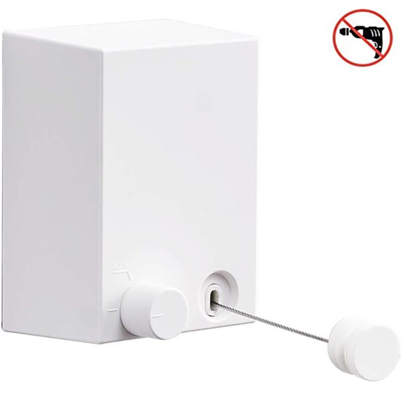 Tendedero oculto para balcón, sin perforaciones, alambre de acero de contracción, estantería para colgar ropa, línea de ropa extensible para interiores: White