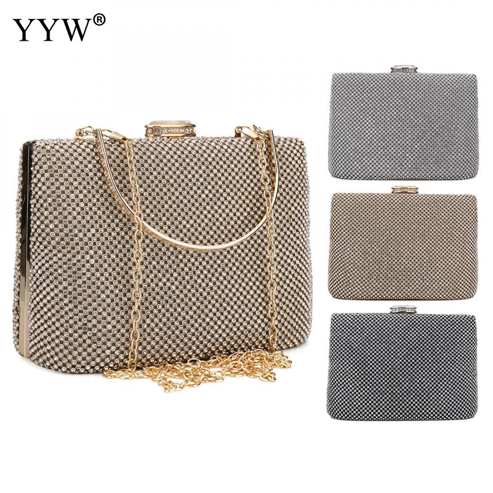 Bolsa feminina de embreagem oco com strass de vidro ouro bolsa de ombro bolsas de luxo bolsas femininas designer bolsa feminina