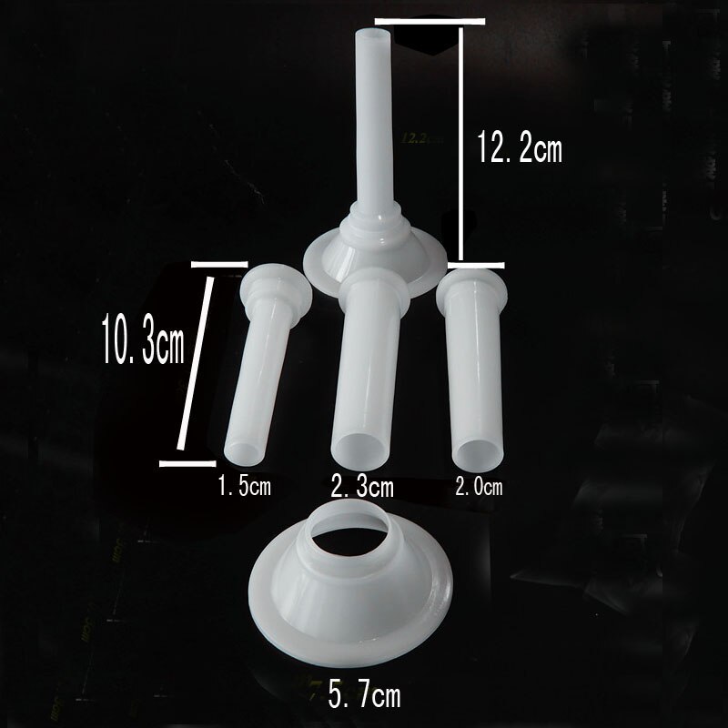 3+1 stk/parti kjøttkvern pølsestopper fyllrør trakter dyser til pølsemaker pølserørskall med 7.5cm 5.7cm bunner: 5.7cm