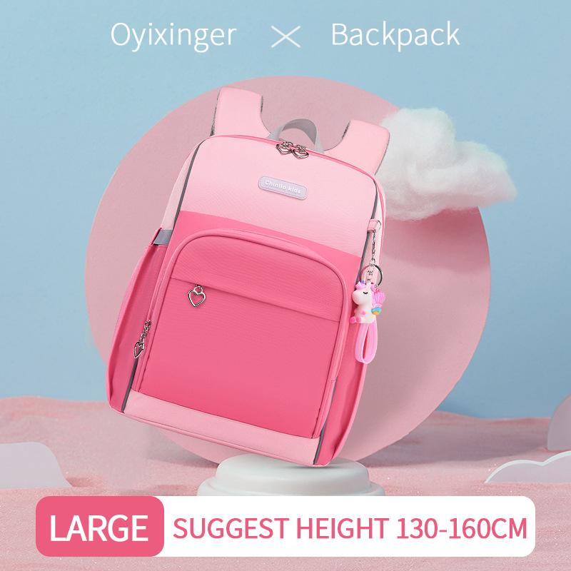 OYIXINGER Nylon Rucksack Atmungs Schul Für Primäbetreffend Studenten freundlicher Wasserdichte Junge Für Teenager Mädchen Patchwork Rucksack: groß Rosa