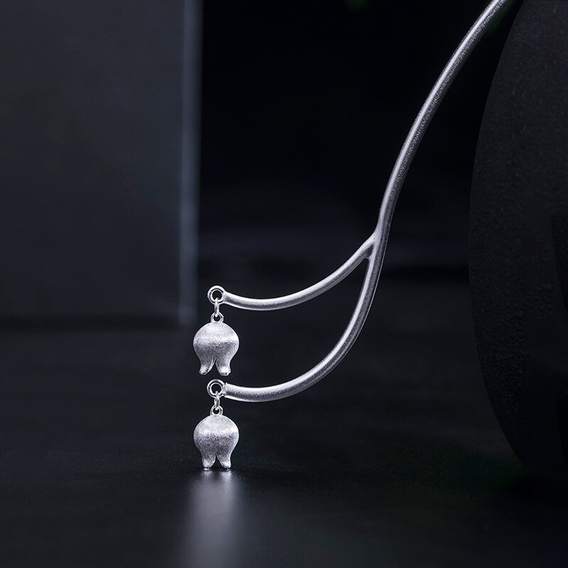 S925 Sterling Zilveren Antieke Hanfu Haaraccessoires Vrouwelijke Retro Lelie Van De Vallei Plaat Haarspeld Bloem Stap Schudden Sieraden Wh
