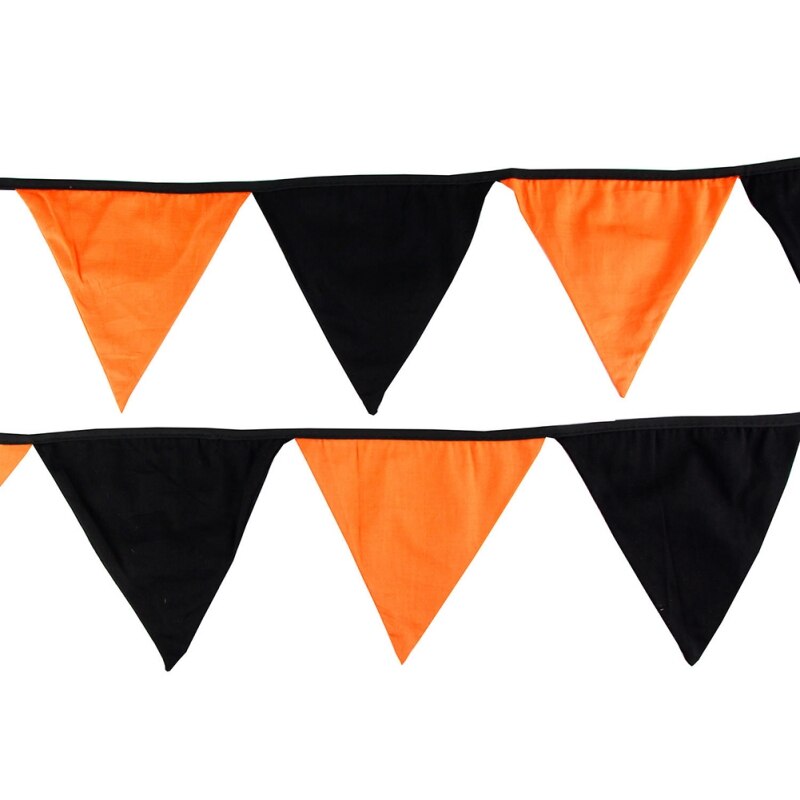 Triangle Pull Flag Cotton Cloth Halloween Decoration Party Pull Flag Orange Black
