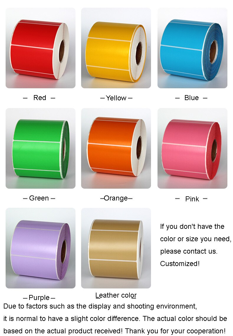 AIBIER Color Red yellow blue Thermal Label barcode Sticker 40mm Core 40x30mm-800pcs 1Roll Top Thermal Paper Adhesive Stickers