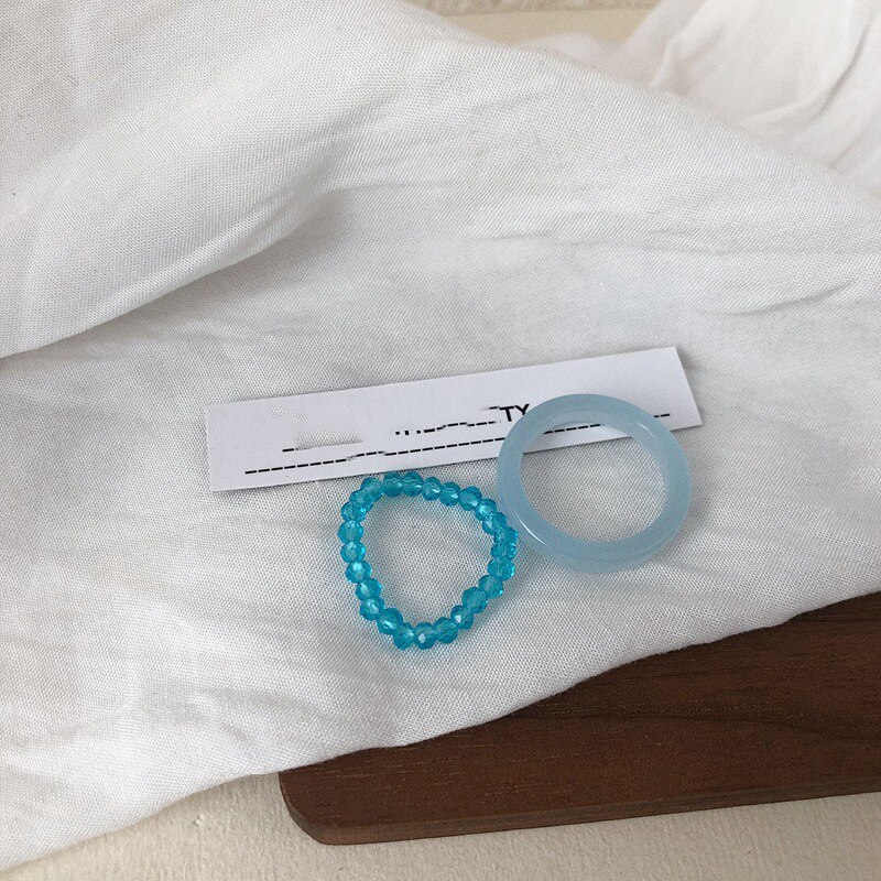 Böhmische Perlen Ringe Natürliche Stein Schmuck Multi Farbe Handgemachte Frauen Mädchen Hochzeit Ringe Elastische Verstellbare: Blau