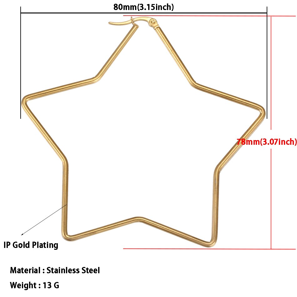 Geometric Hoop Earrings For Women Stainless Steel Gold Color Big Large Earrings Statement Jewelry: 1795 Gold 80mm