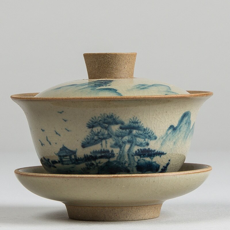 Kinesisk testel turee gaiwan vintage håndmalet keramik testel sæt håndmalet benporcelæn porcelæn kung fu te sæt skål