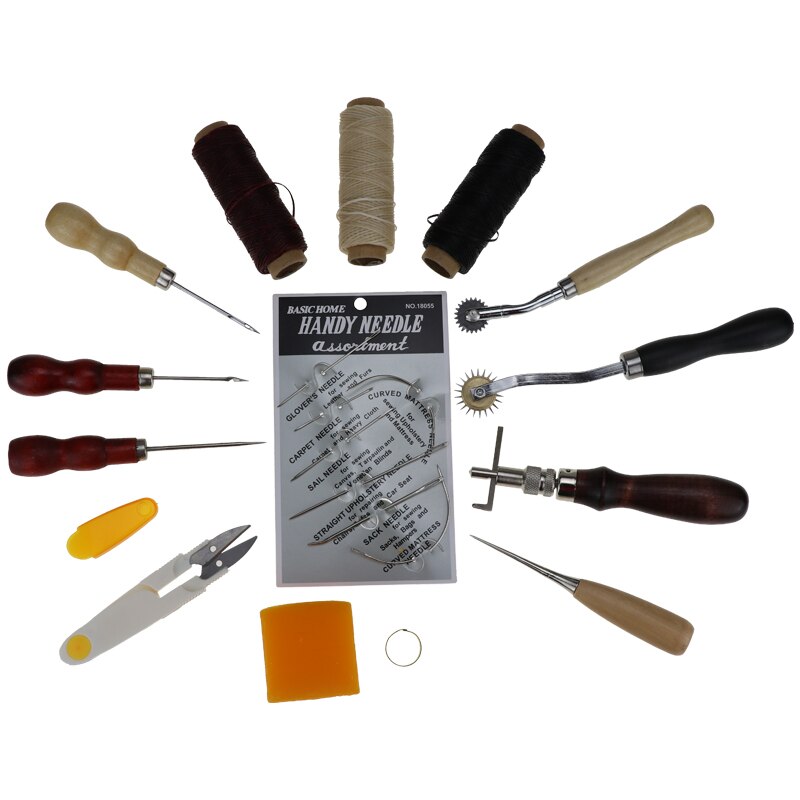 Leather Craft Tools Kit Hand Sewing Stitching Punch Carving Work Saddle Leathercraft Accessories